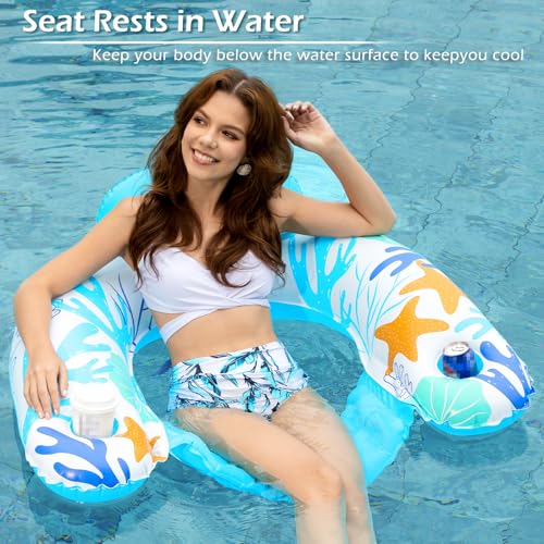 Inflatable Pool Float Chair 2 Pack with Cup Holders G85400
