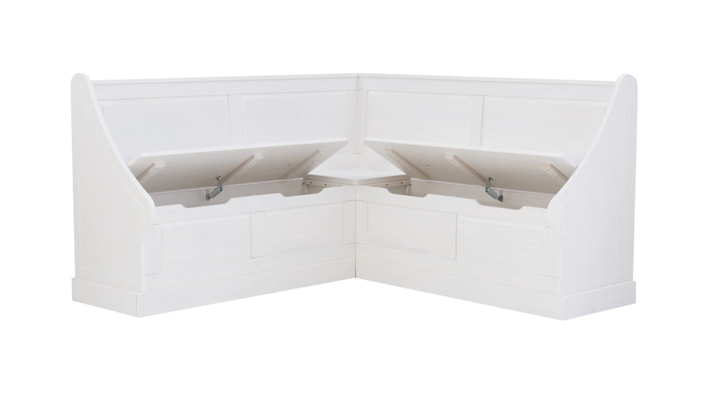 White Wood Corner Dining Bench with Storage U97201