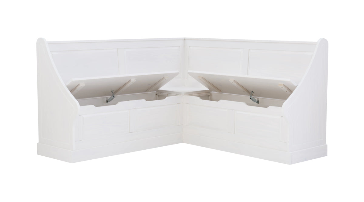 White Wood Corner Dining Bench with Storage U97201